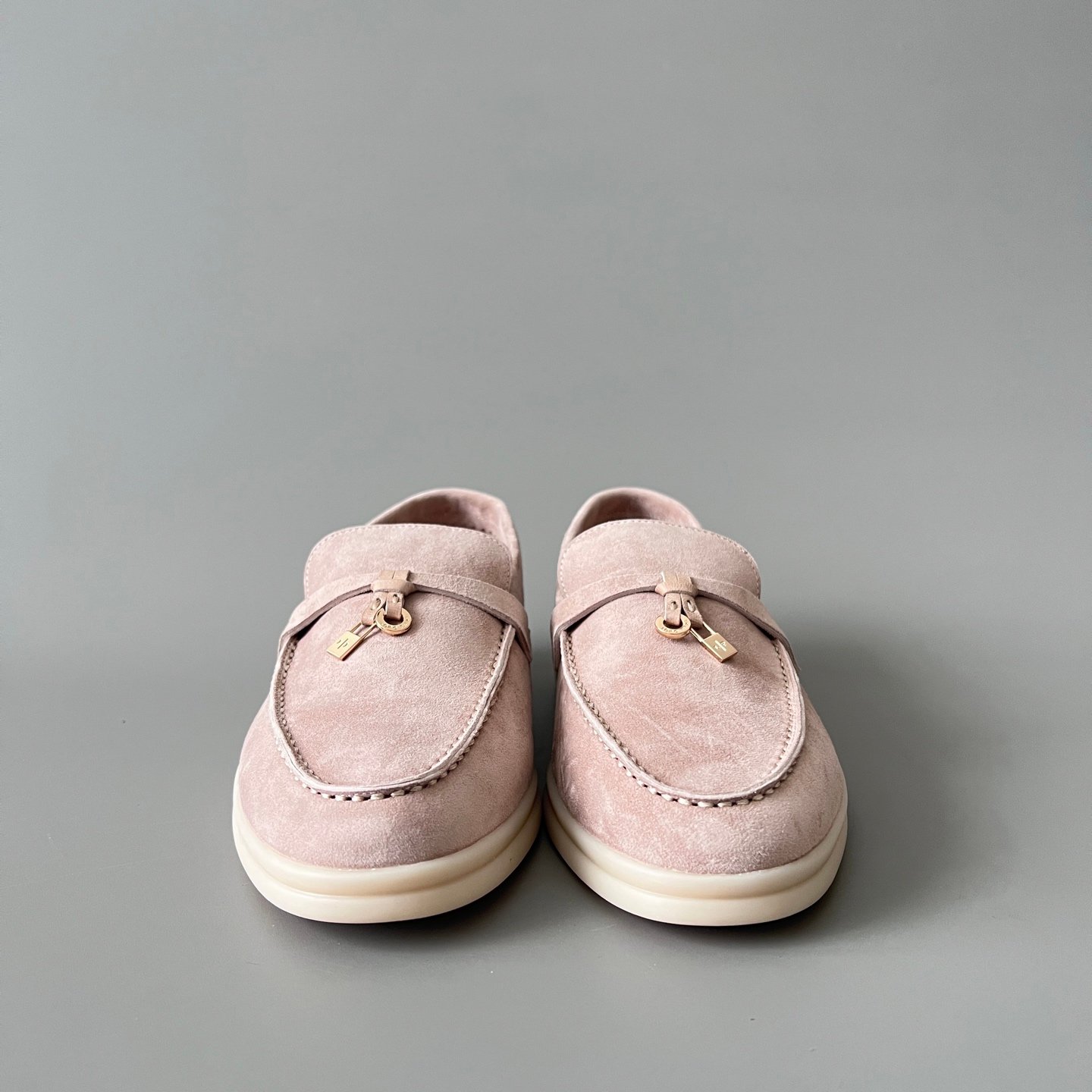Aurora Custom Loro Piana Classic Summer Charms Walk Loafer - Blossom Pink Suede (Women's Edition) - Image 2