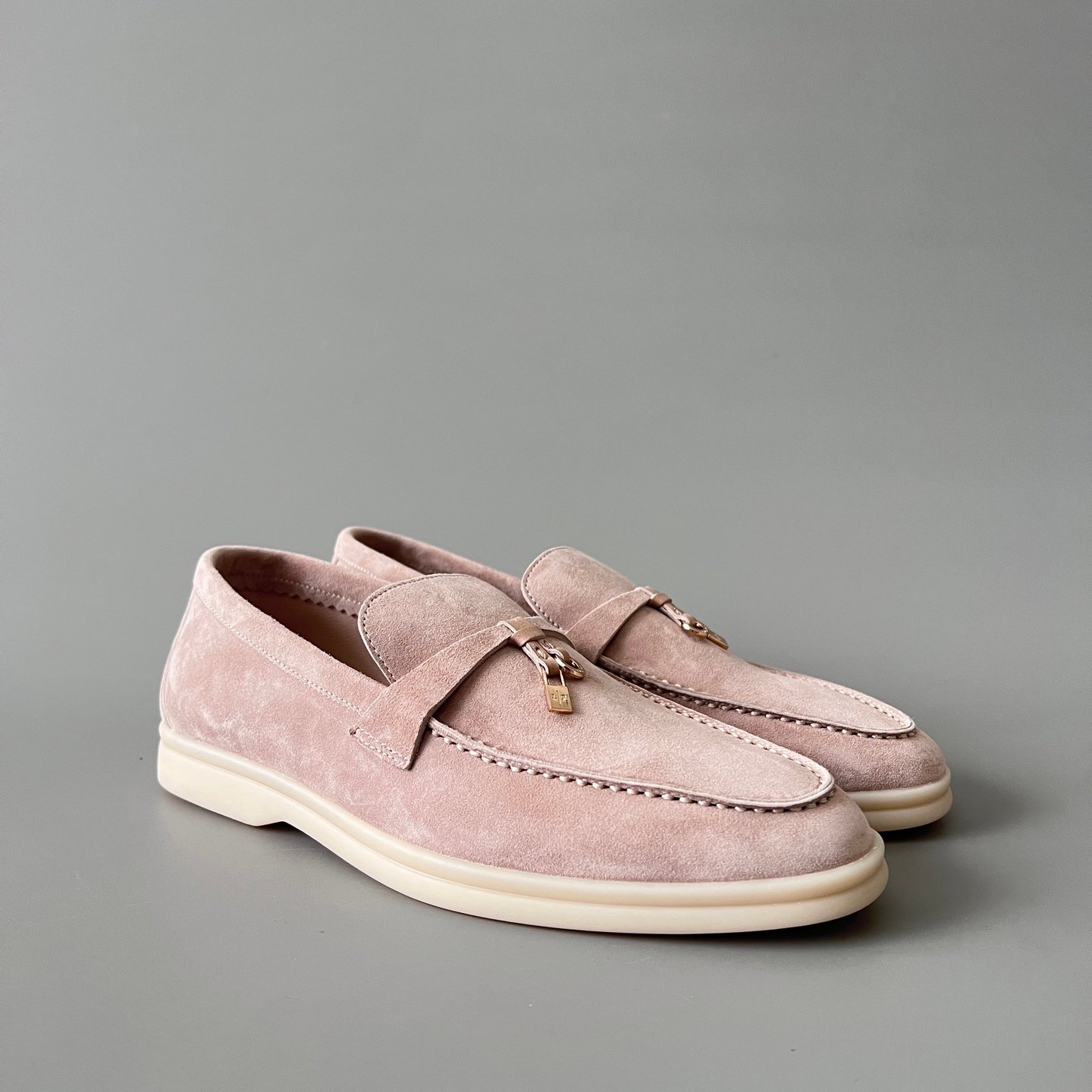 Aurora Custom Loro Piana Classic Summer Charms Walk Loafer - Blossom Pink Suede (Women's Edition) - Image 3