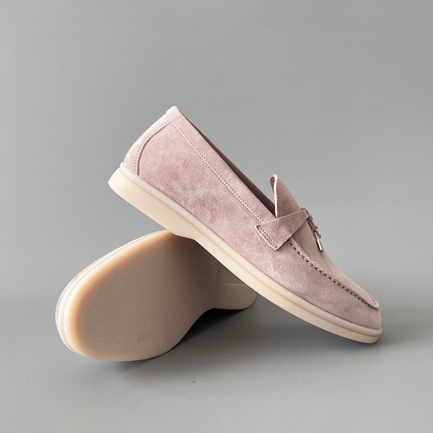 Aurora Custom Loro Piana Classic Summer Charms Walk Loafer - Blossom Pink Suede (Women's Edition) - Image 7