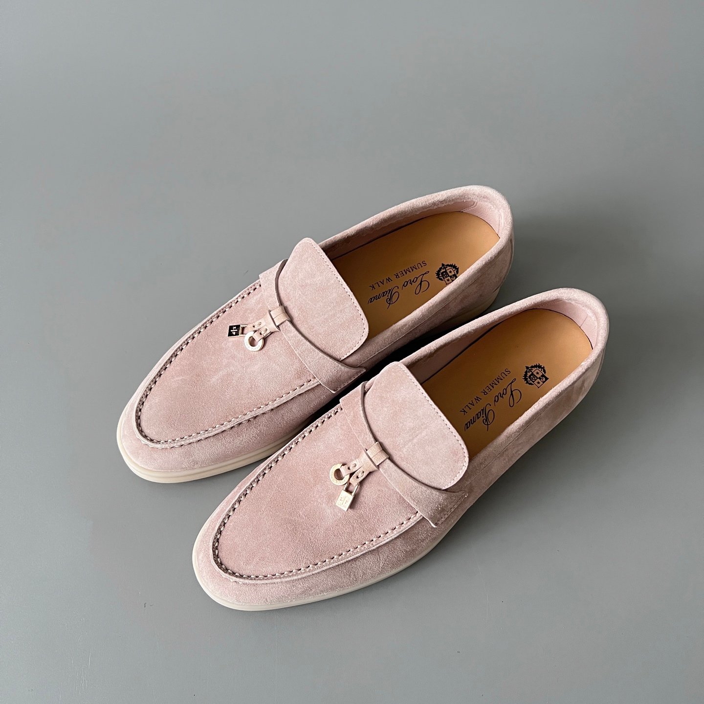Aurora Custom Loro Piana Classic Summer Charms Walk Loafer - Blossom Pink Suede (Women's Edition) - Image 8