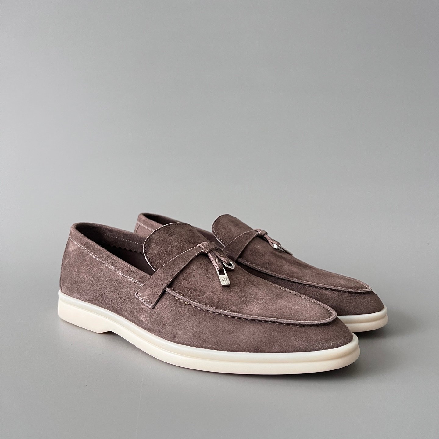 Aurora Custom Loro Piana Classic Summer Charms Walk Loafer - Warm Taupe Suede (Women's Edition) - Image 3