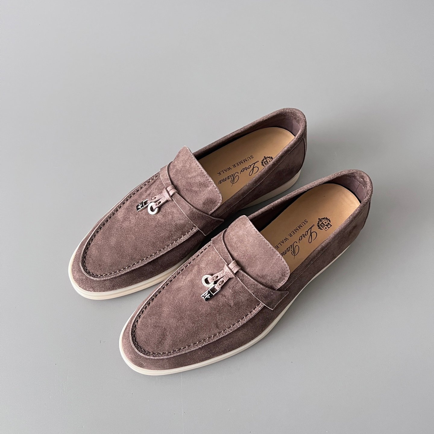 Aurora Custom Loro Piana Classic Summer Charms Walk Loafer - Warm Taupe Suede (Women's Edition) - Image 8