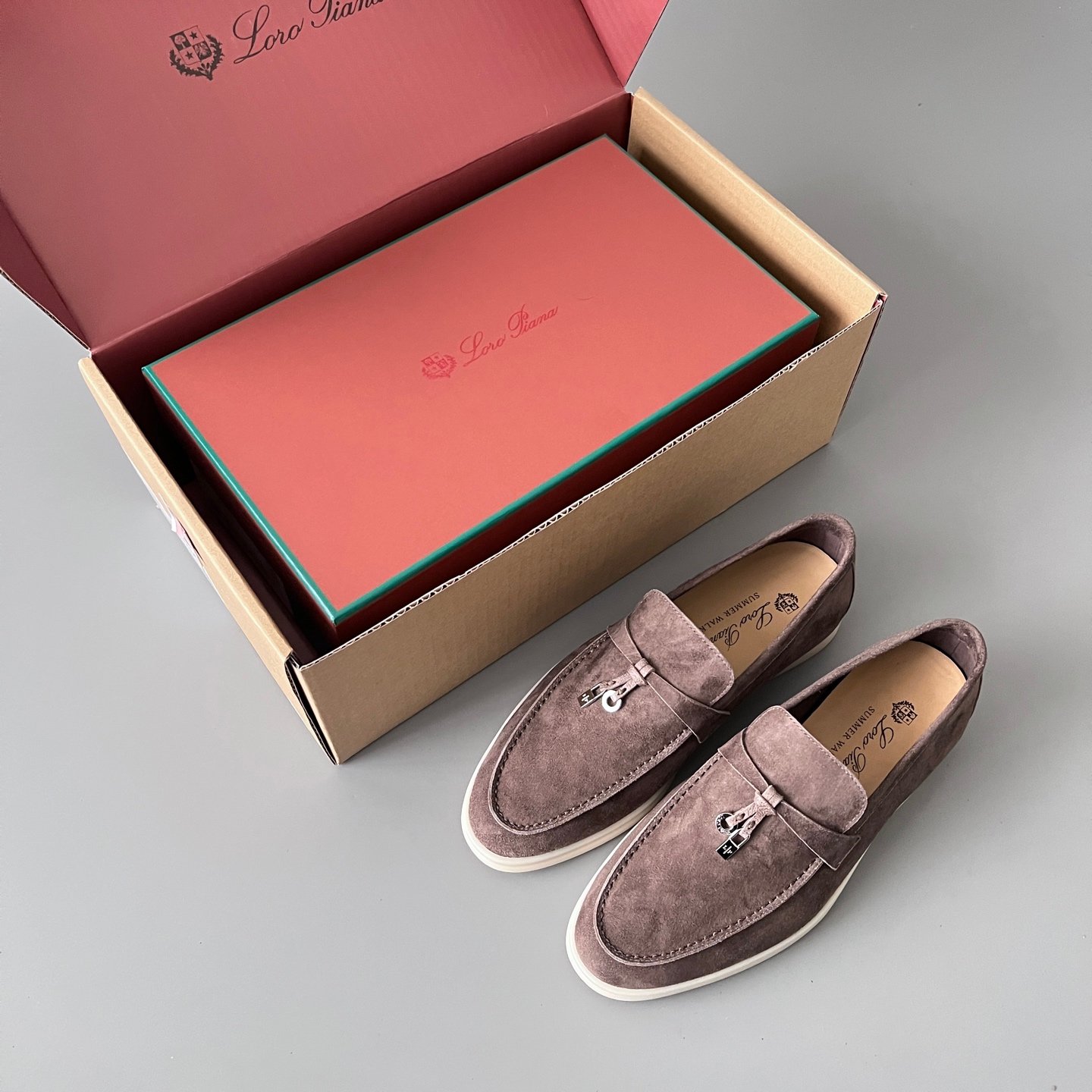 Aurora Custom Loro Piana Classic Summer Charms Walk Loafer - Warm Taupe Suede (Women's Edition) - Image 9