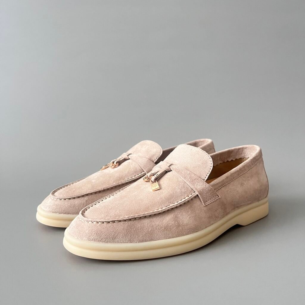 Aurora Custom Loro Piana Classic Summer Charms Walk Loafer - Premium Oatmeal Beige Suede (Women's Edition)