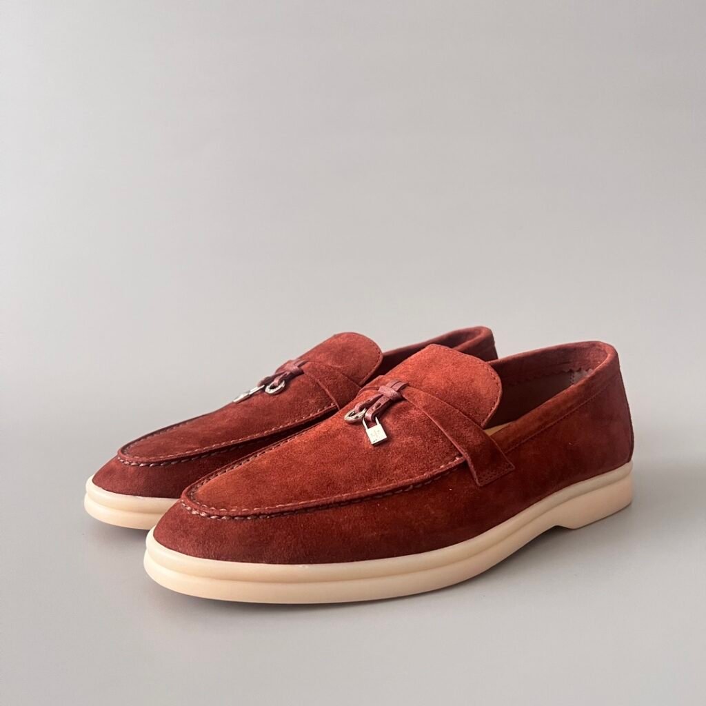 Aurora Custom Loro Piana Classic Summer Charms Walk Loafer - Burgundy Red Suede (Women's Edition)
