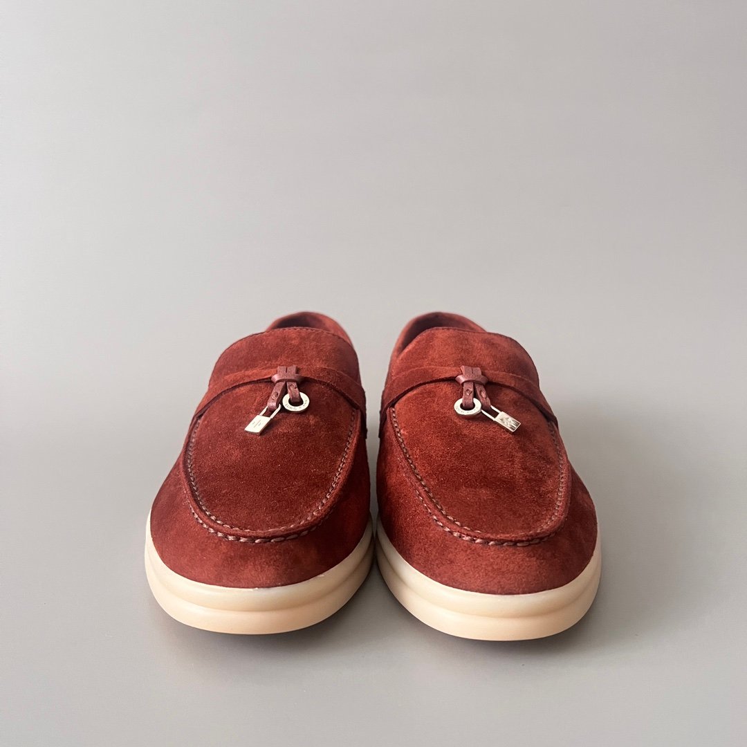 Aurora Custom Loro Piana Classic Summer Charms Walk Loafer - Burgundy Red Suede (Women's Edition) - Image 2