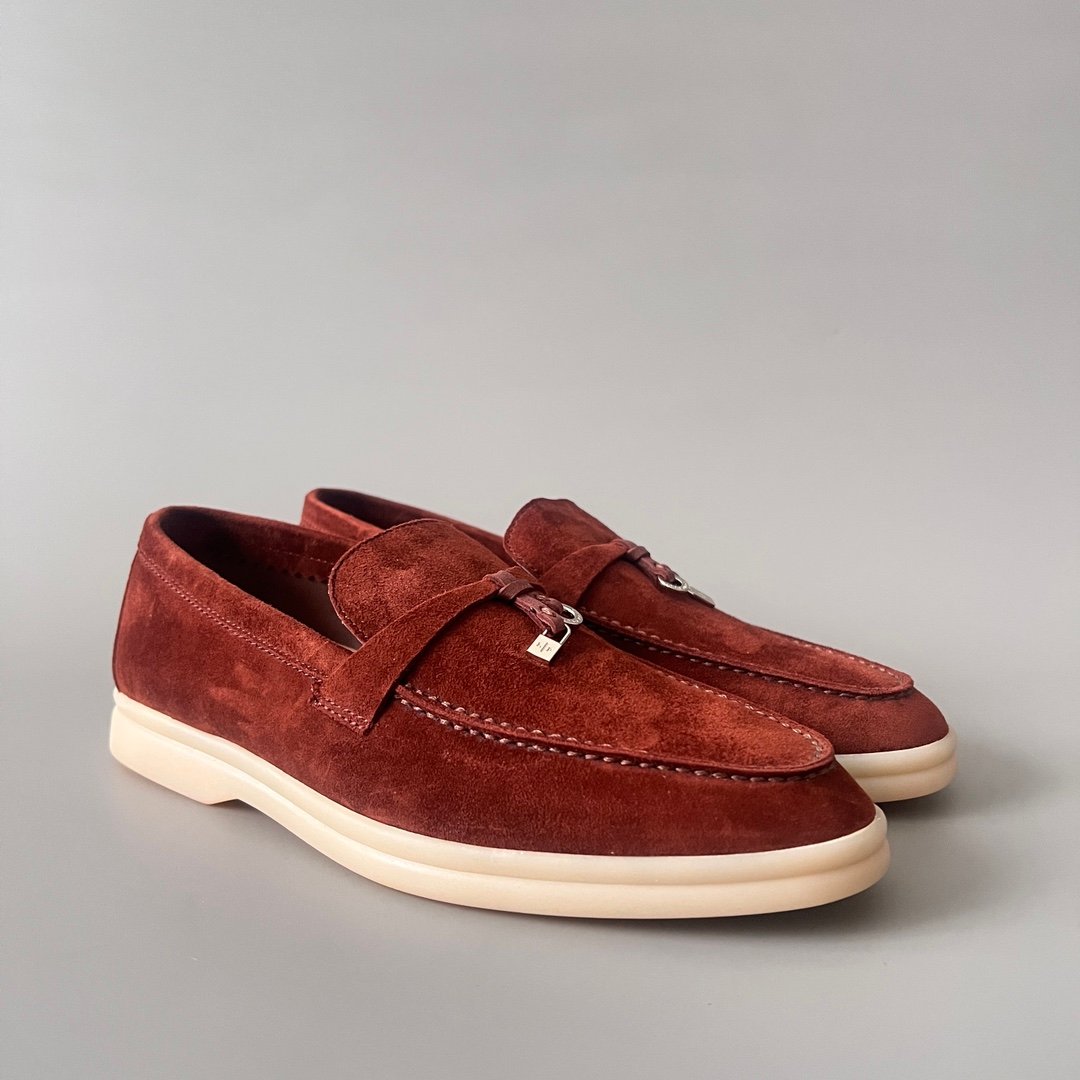 Aurora Custom Loro Piana Classic Summer Charms Walk Loafer - Burgundy Red Suede (Women's Edition) - Image 3