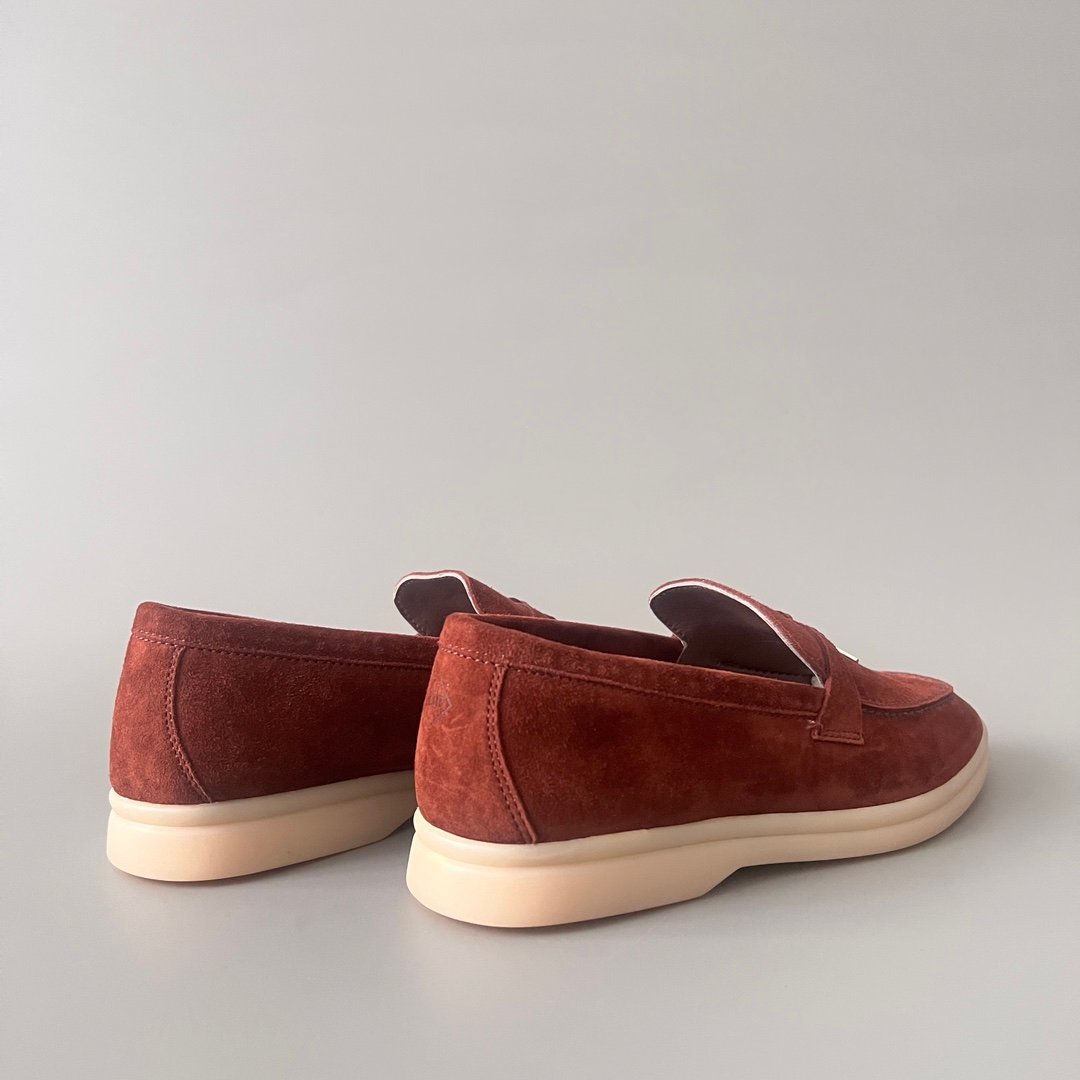 Aurora Custom Loro Piana Classic Summer Charms Walk Loafer - Burgundy Red Suede (Women's Edition) - Image 5
