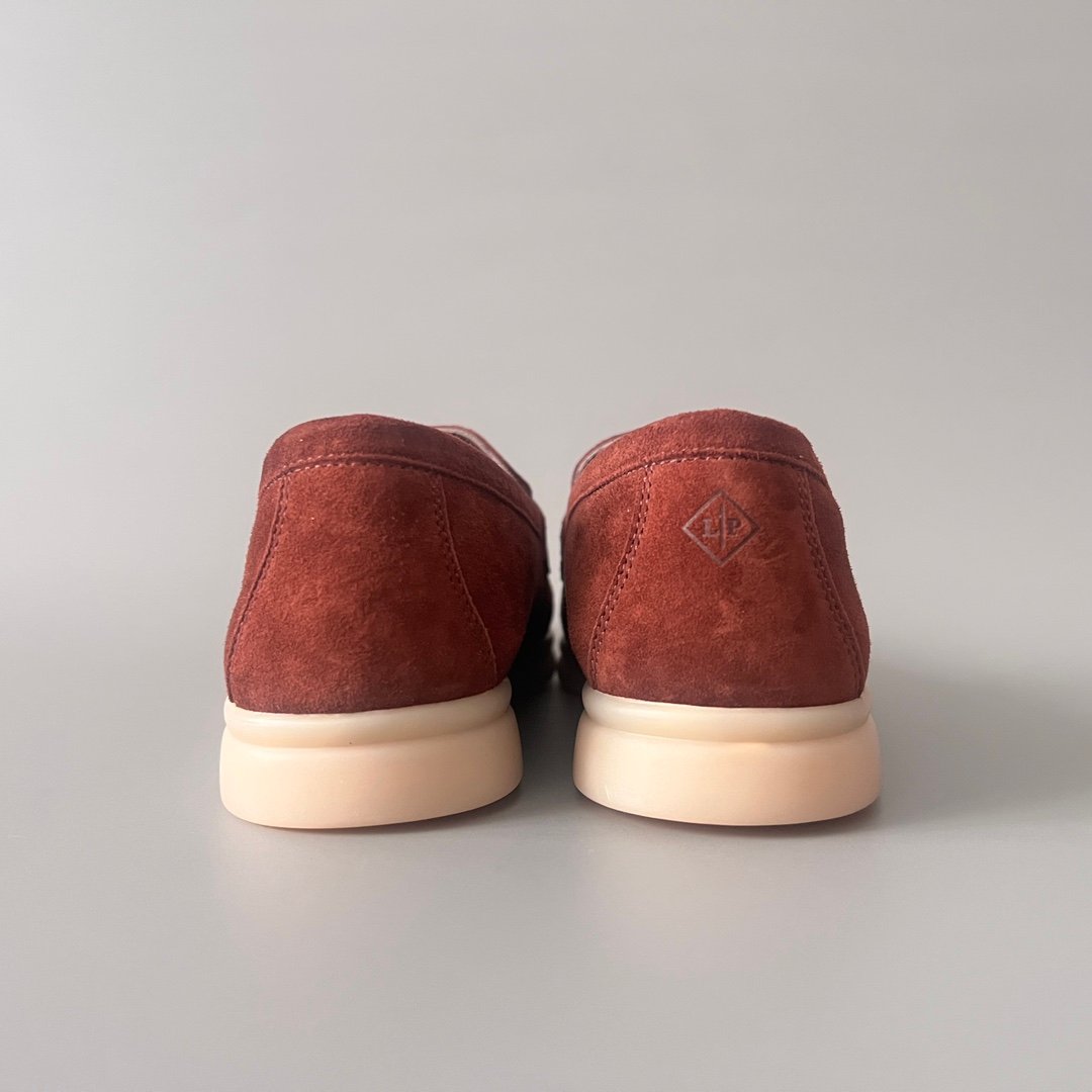 Aurora Custom Loro Piana Classic Summer Charms Walk Loafer - Burgundy Red Suede (Women's Edition) - Image 4
