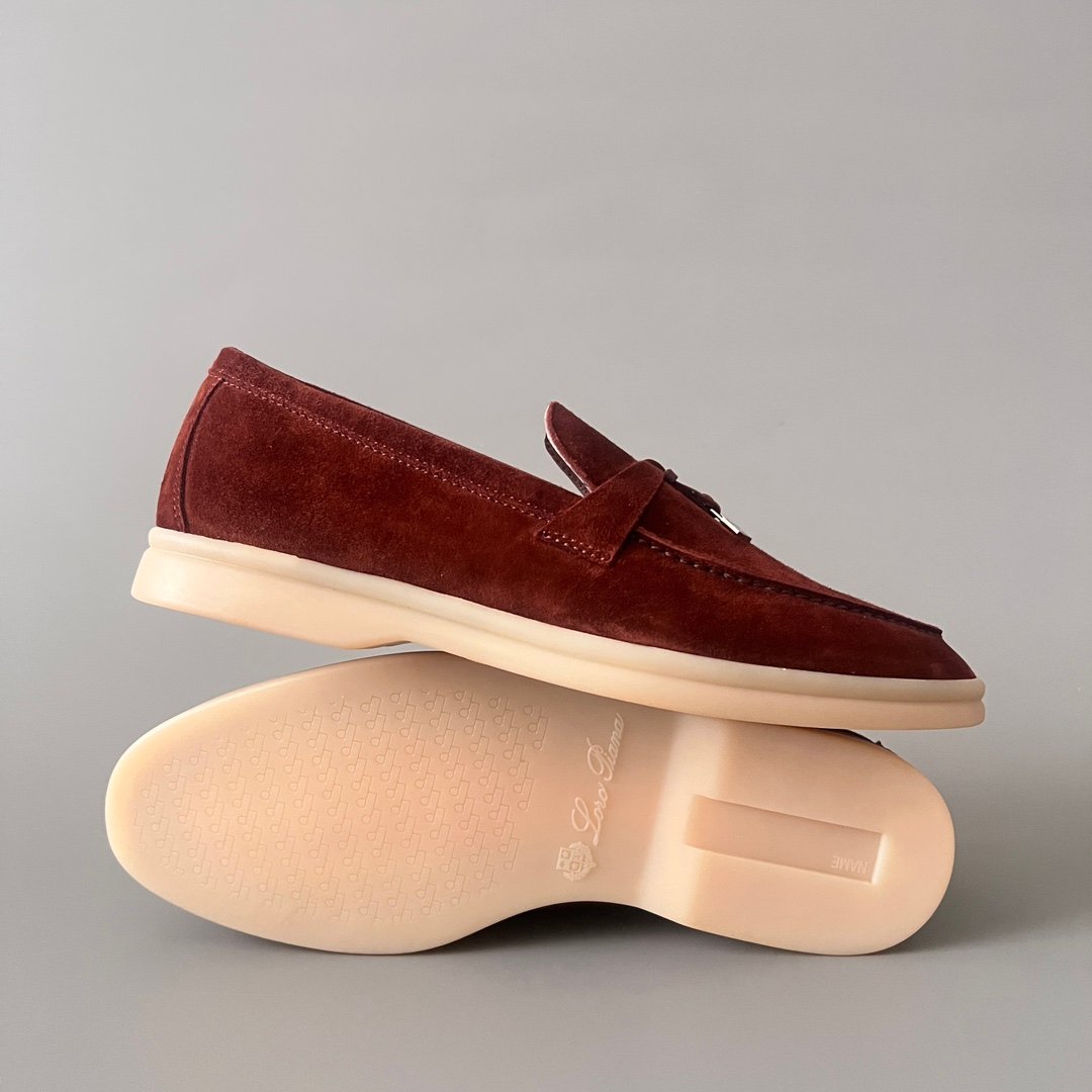 Aurora Custom Loro Piana Classic Summer Charms Walk Loafer - Burgundy Red Suede (Women's Edition) - Image 6