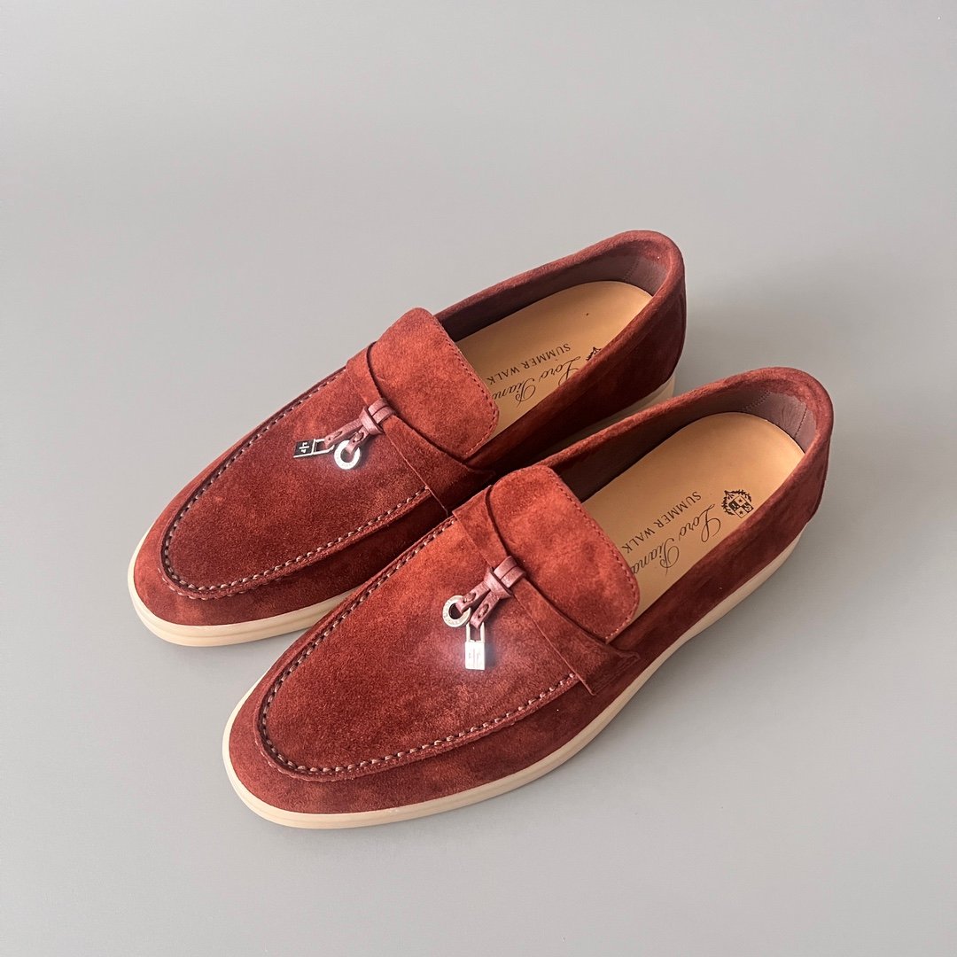 Aurora Custom Loro Piana Classic Summer Charms Walk Loafer - Burgundy Red Suede (Women's Edition) - Image 8