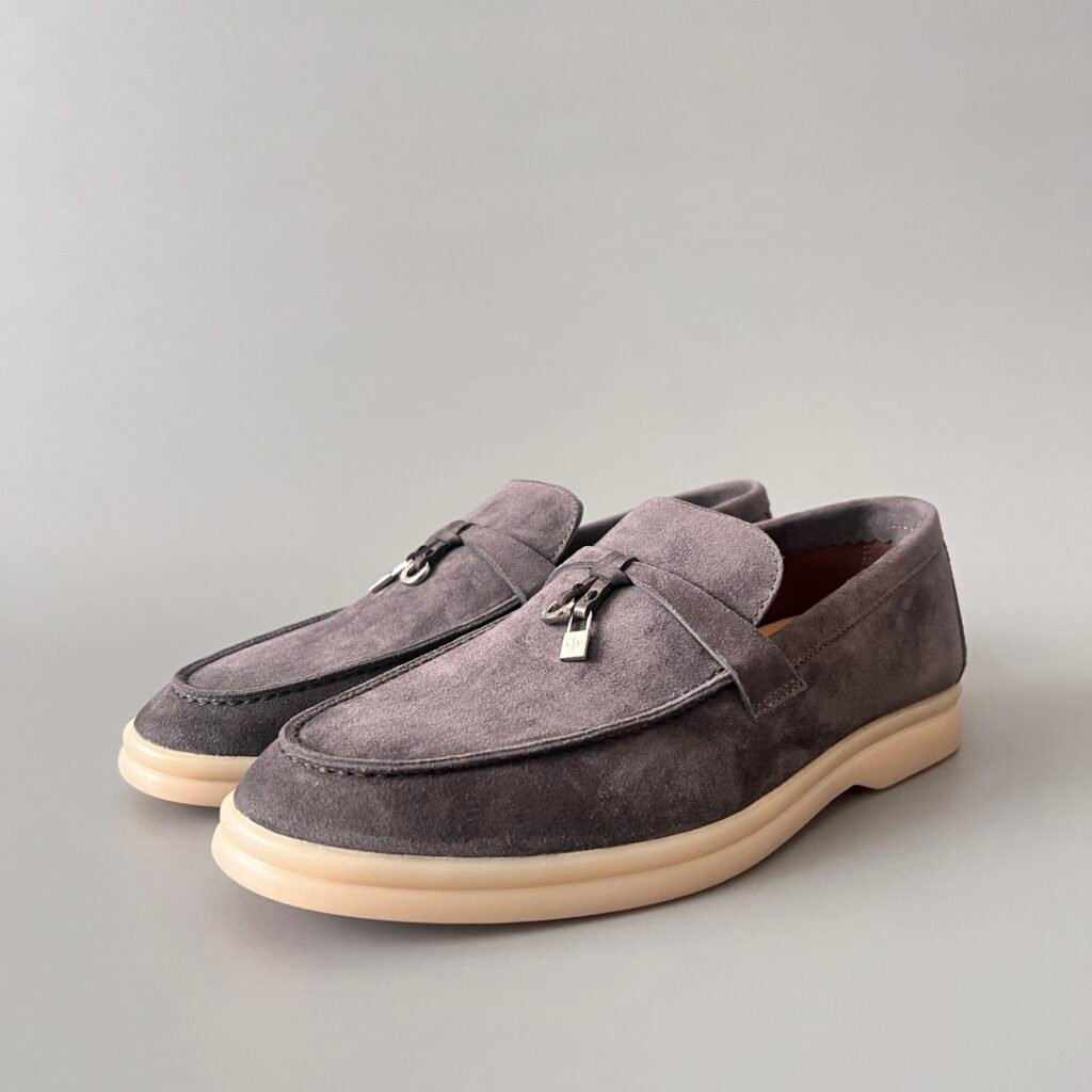 Aurora Custom Loro Piana Classic Summer Charms Walk Loafer - Charcoal Grey Suede (Women's Edition)