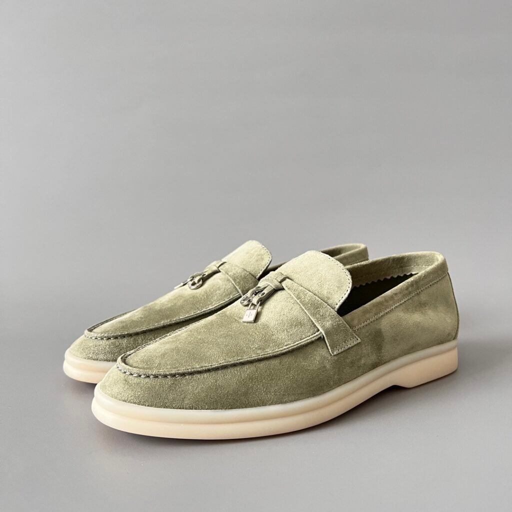 Aurora Custom Loro Piana Classic Summer Charms Walk Loafer - Sage Green Suede (Women's Edition)
