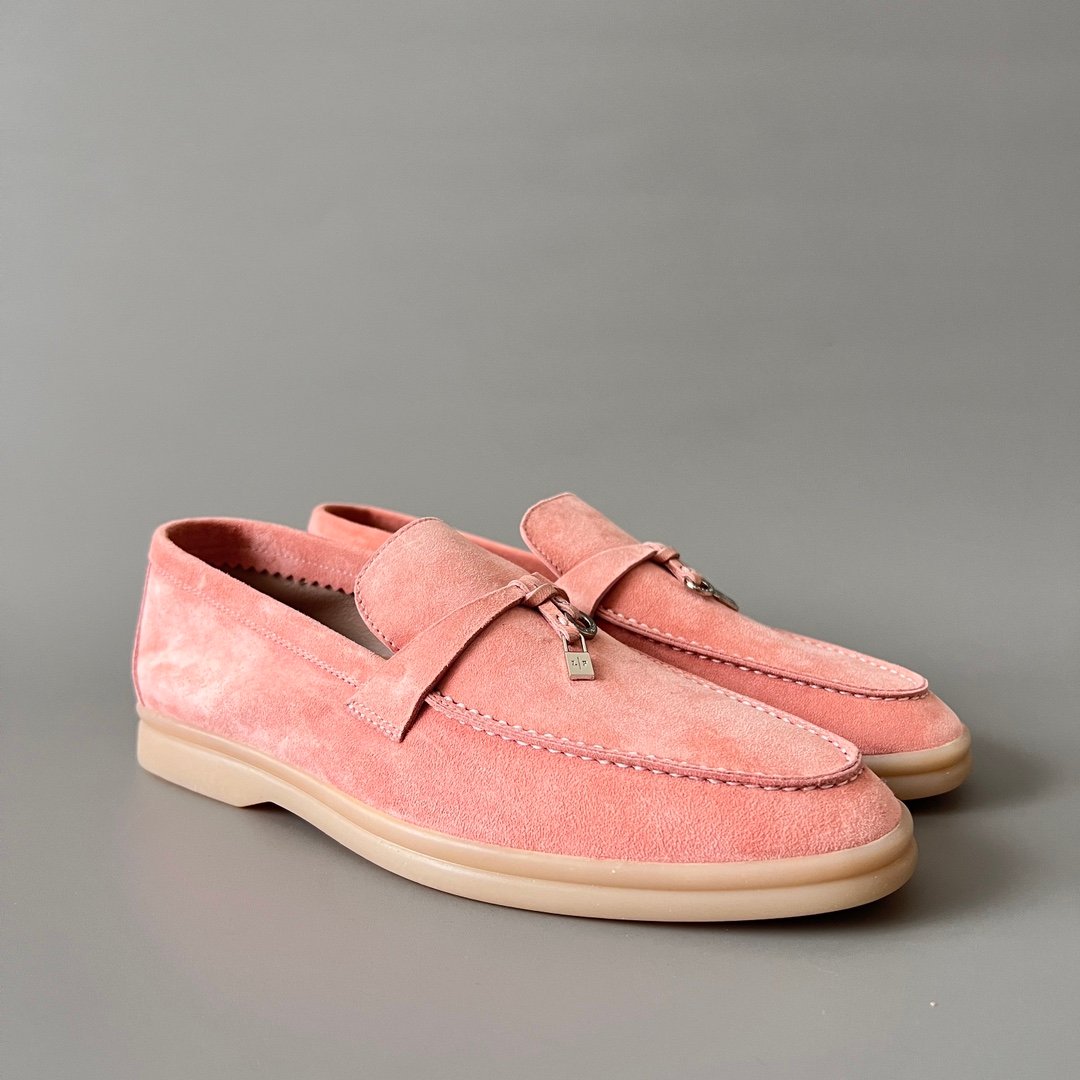 Aurora Custom Loro Piana Classic Summer Charms Walk Loafer - Rose Pink Suede (Women's Edition) - Image 3