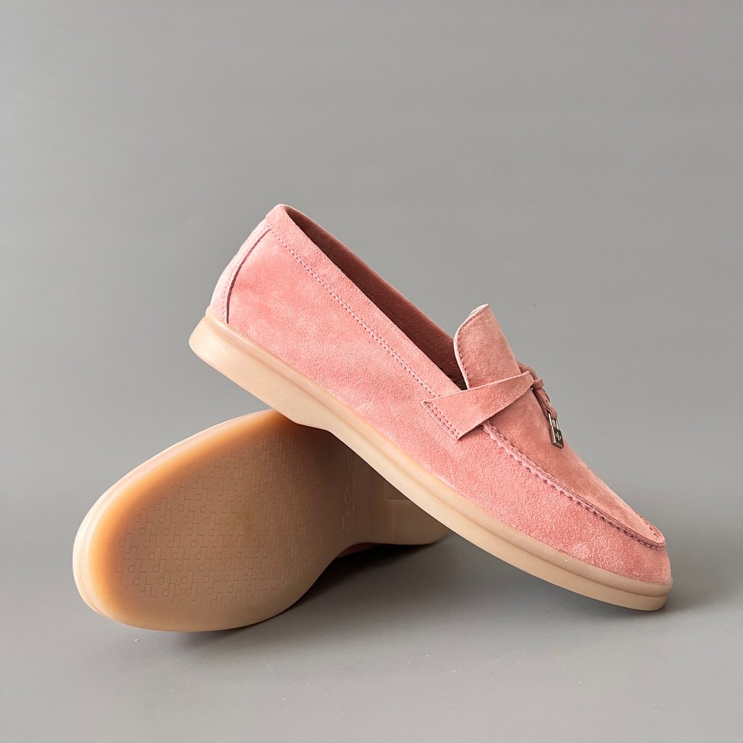 Aurora Custom Loro Piana Classic Summer Charms Walk Loafer - Rose Pink Suede (Women's Edition) - Image 7