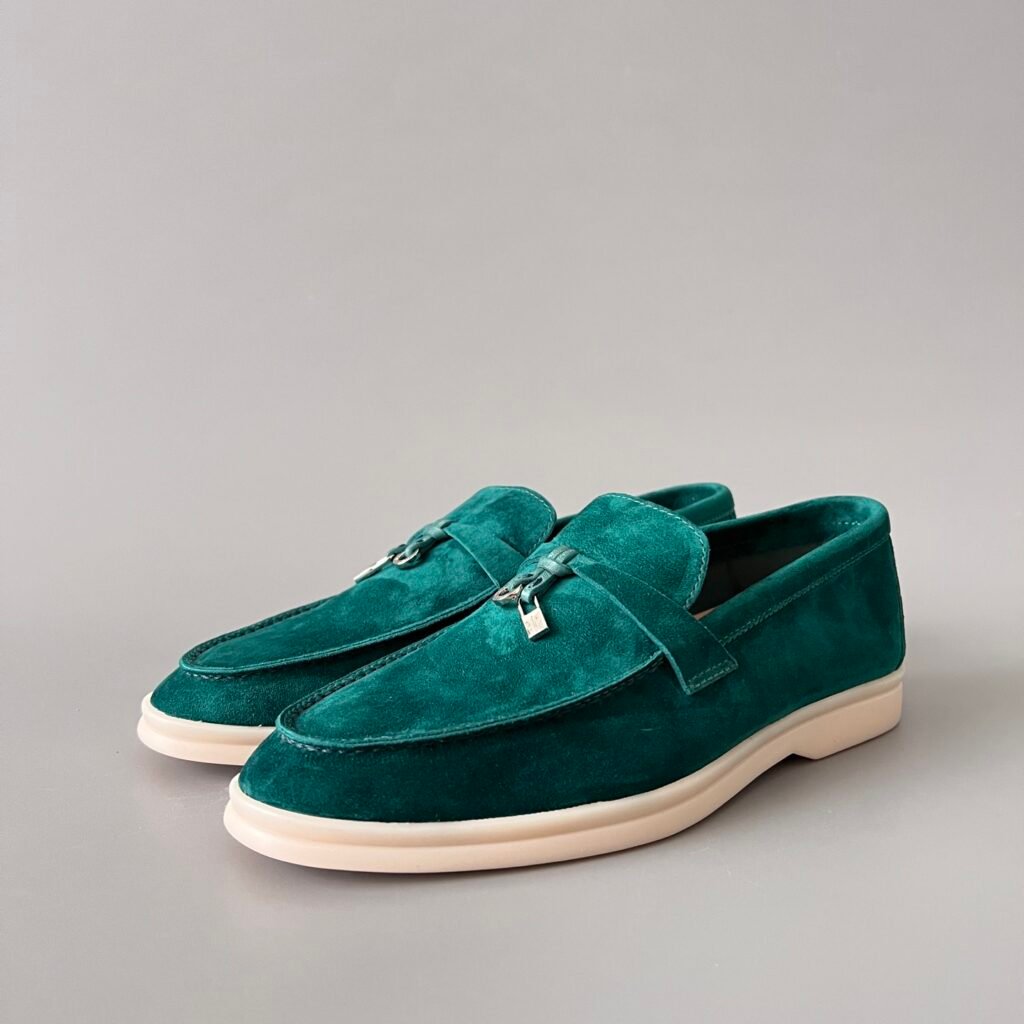 Aurora Custom Loro Piana Classic Summer Charms Walk Loafer - Emerald Green Suede (Women's Edition)