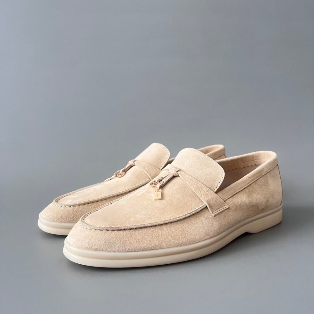 Aurora Custom Loro Piana Classic Summer Charms Walk Loafer - Premium Alabaster Suede (Women's Edition)
