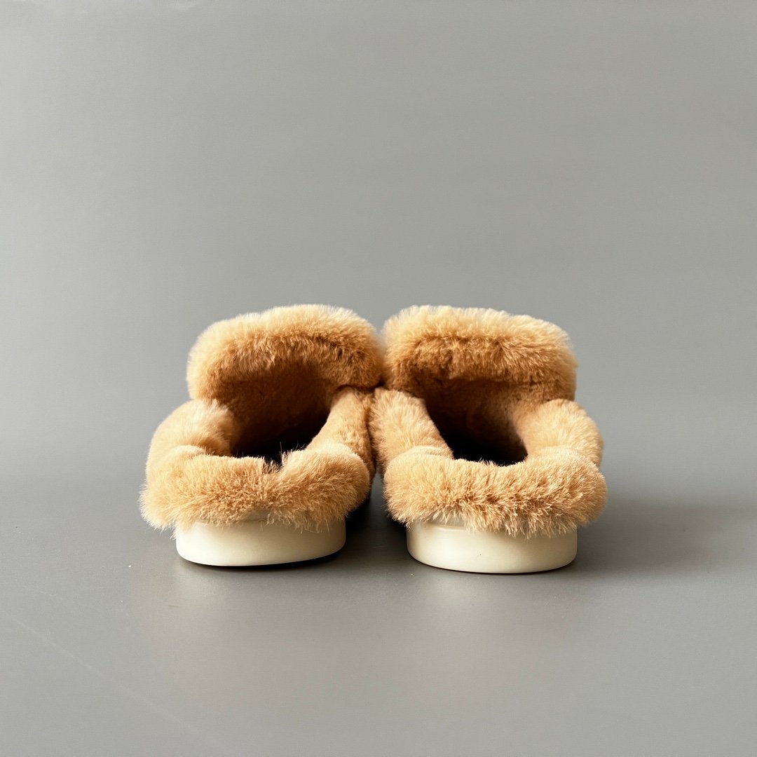 Aurora Custom Loro Piana Classic Summer Charms Walk Winter Mule - Light Brown Suede with Rex Rabbit Fur Lining (Women's Edition) - Image 5