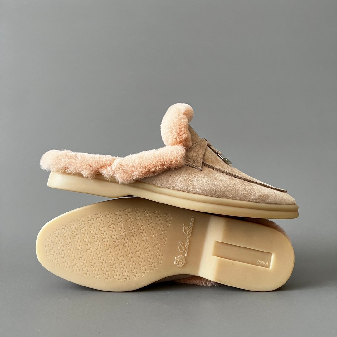 Aurora Custom Loro Piana Classic Summer Charms Walk Winter Mule - Blossom Pink Suede with Rex Rabbit Fur Lining (Women's Edition) - Image 6