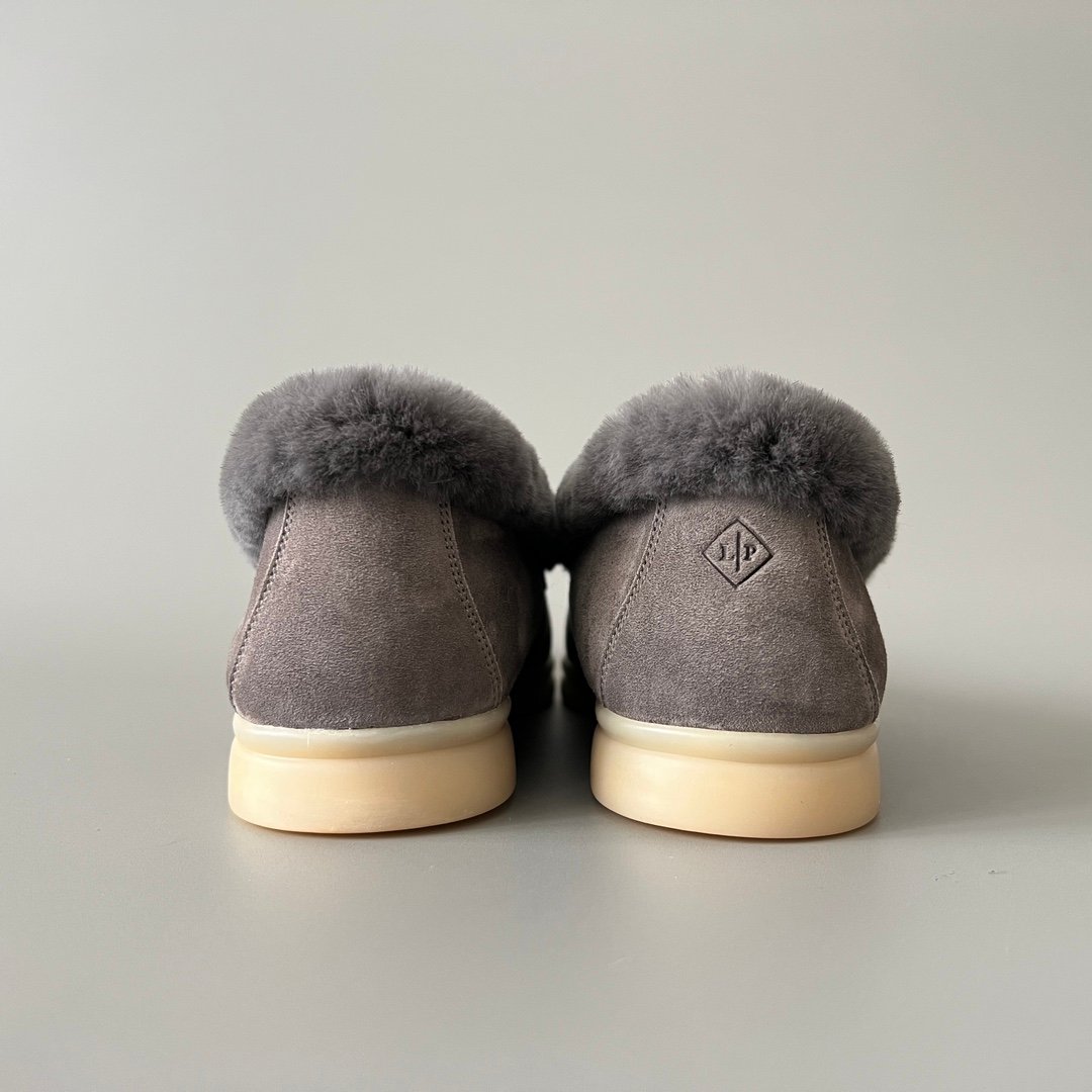 Aurora Custom Loro Piana Classic Winter Walk Loafer - Elephant Grey Suede with Matching Grey Rex Rabbit Fur Lining Edition (Women's Edition) - Image 5