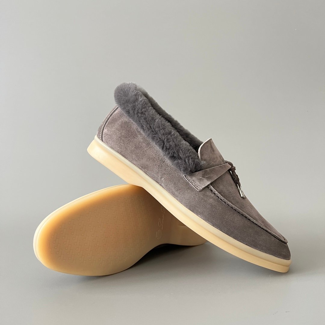 Aurora Custom Loro Piana Classic Winter Walk Loafer - Elephant Grey Suede with Matching Grey Rex Rabbit Fur Lining Edition (Women's Edition) - Image 7