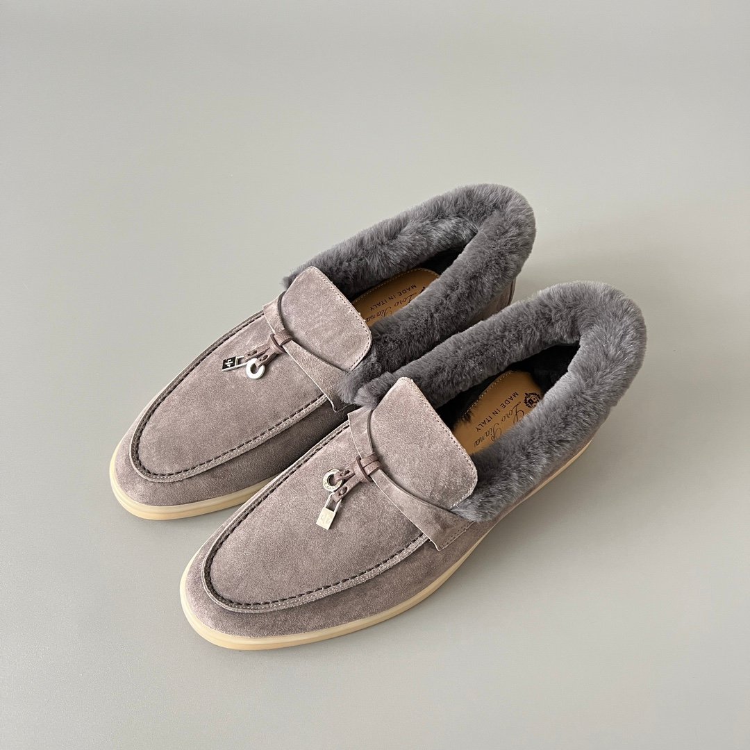 Aurora Custom Loro Piana Classic Winter Walk Loafer - Elephant Grey Suede with Matching Grey Rex Rabbit Fur Lining Edition (Women's Edition) - Image 8