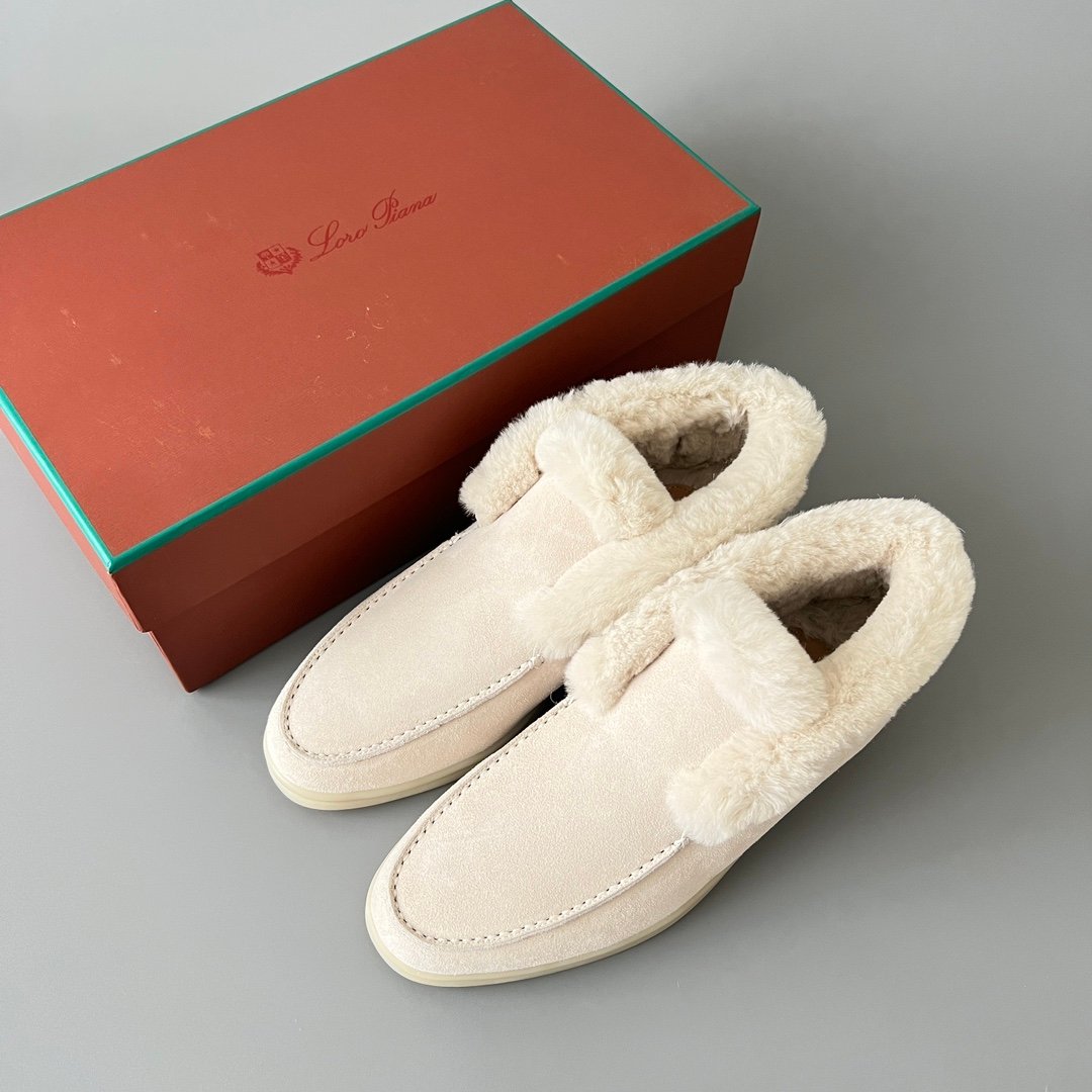 Aurora Custom Loro Piana Classic Winter Mid-Top Walk Loafer - Alabaster Suede with Rex Rabbit Fur Lining (Women's Edition) - Image 9