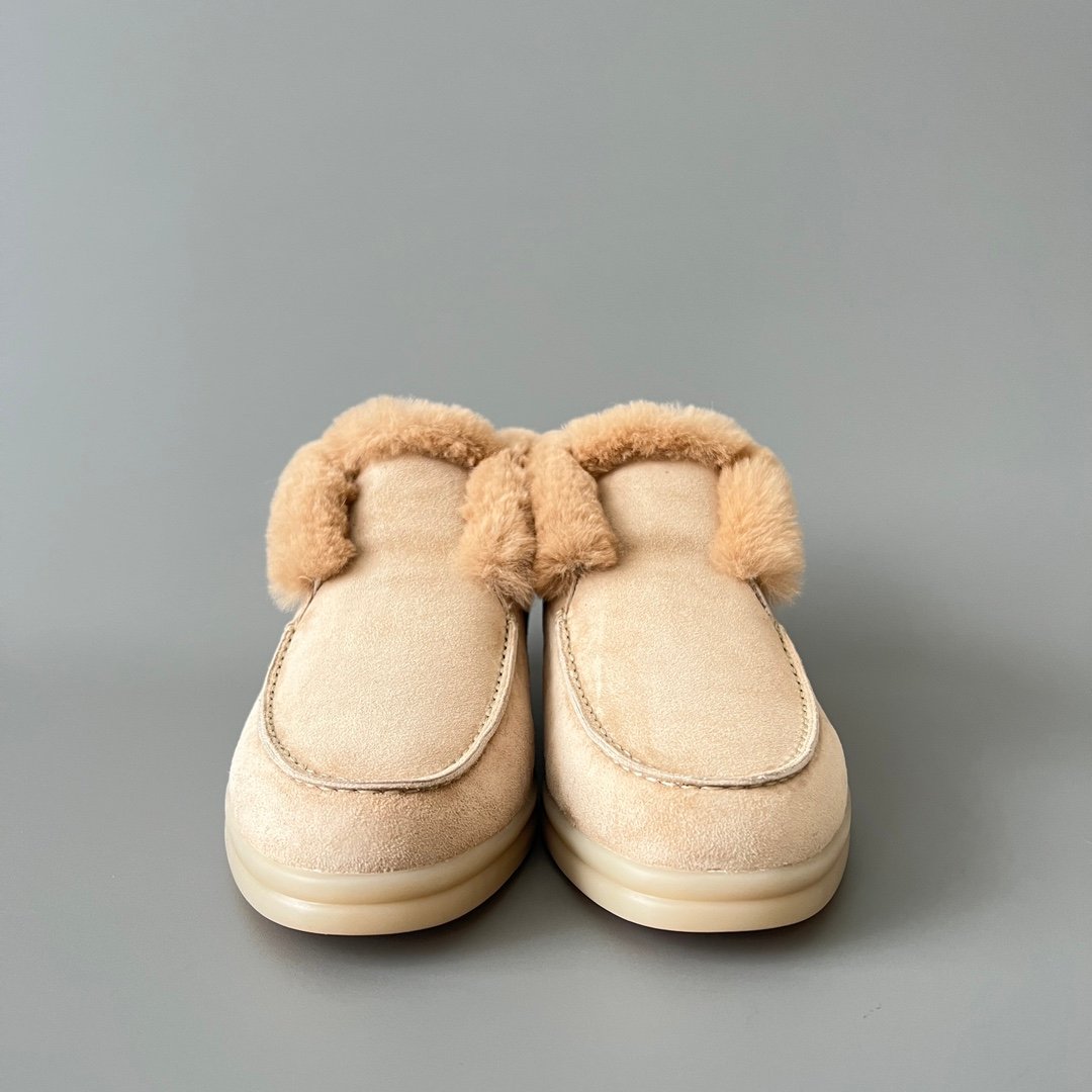 Aurora Custom Loro Piana Classic Winter Mid-Top Walk Loafer - Light Brown Suede with Rex Rabbit Fur Lining (Women's Edition) - Image 2