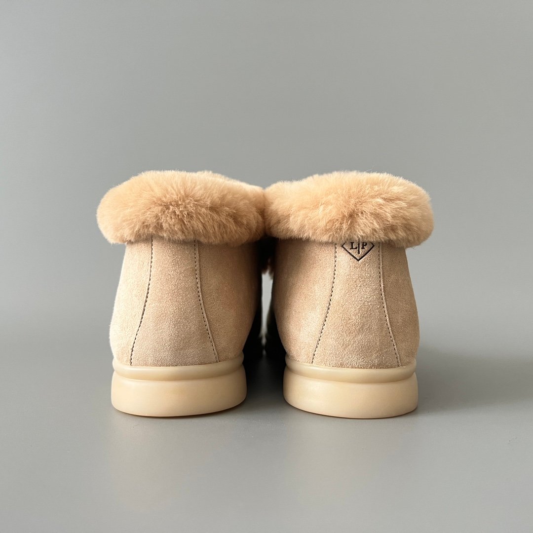 Aurora Custom Loro Piana Classic Winter Mid-Top Walk Loafer - Light Brown Suede with Rex Rabbit Fur Lining (Women's Edition) - Image 5