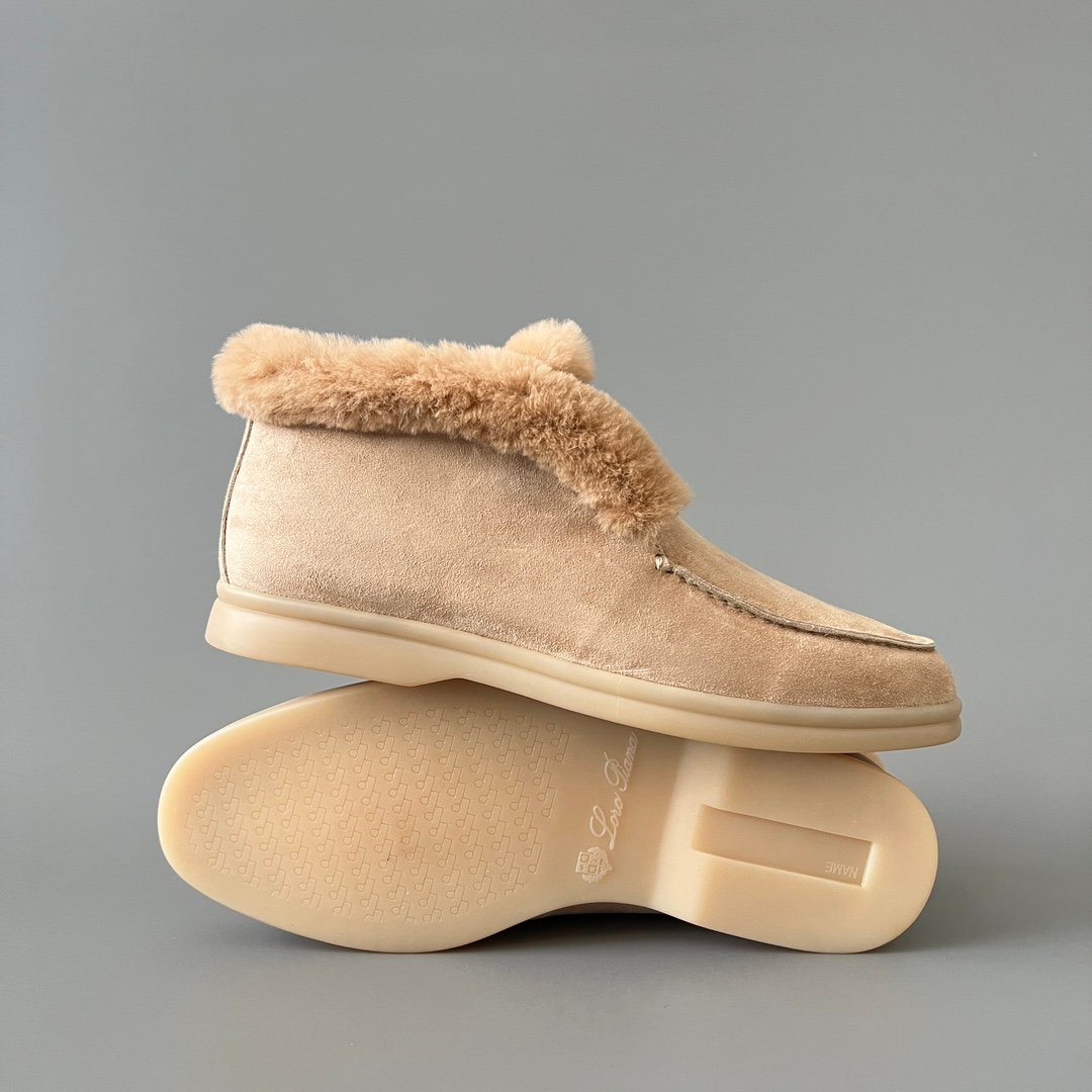 Aurora Custom Loro Piana Classic Winter Mid-Top Walk Loafer - Light Brown Suede with Rex Rabbit Fur Lining (Women's Edition) - Image 6