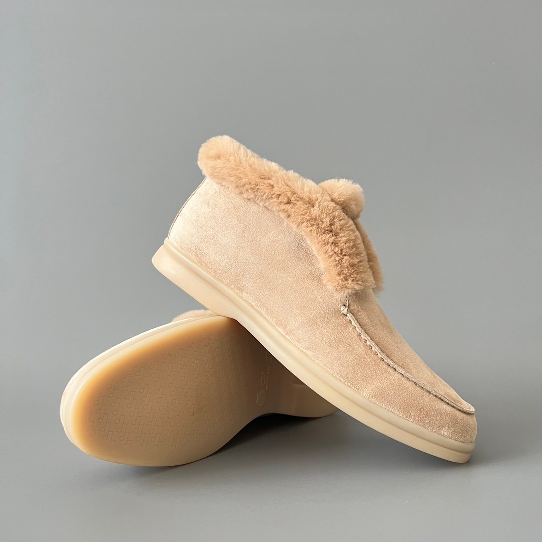 Aurora Custom Loro Piana Classic Winter Mid-Top Walk Loafer - Light Brown Suede with Rex Rabbit Fur Lining (Women's Edition) - Image 7