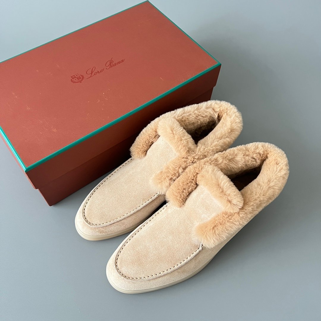 Aurora Custom Loro Piana Classic Winter Mid-Top Walk Loafer - Light Brown Suede with Rex Rabbit Fur Lining (Women's Edition) - Image 9
