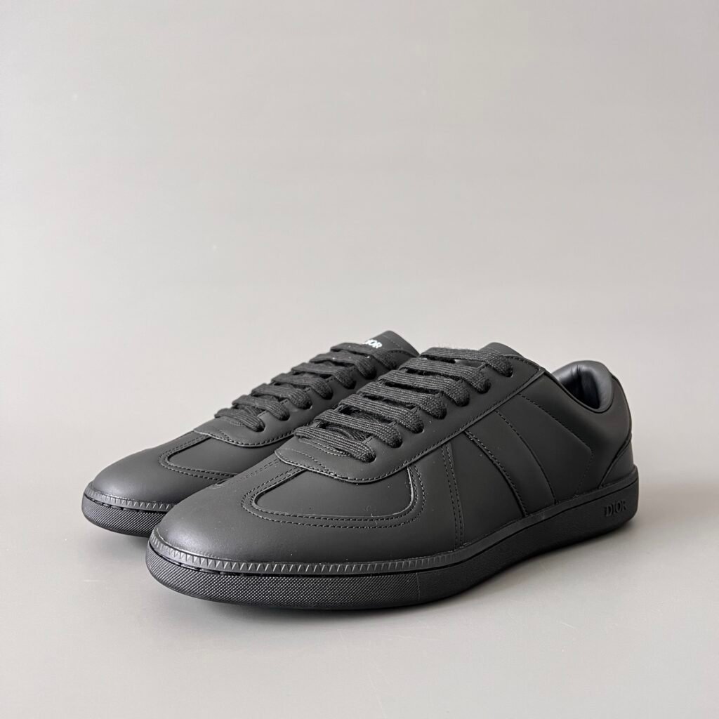 AuroraCustom Dior B01 Matchpoint Series Pure Black Soft Leather Retro Luxury Court Sneaker (Unisex Edition)