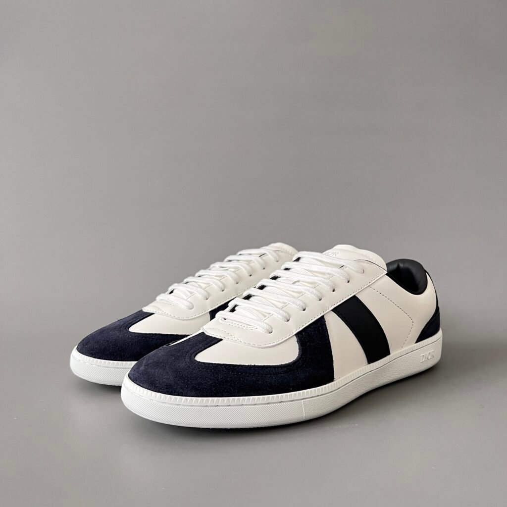 AuroraCustom Dior B01 Matchpoint Series Cream White Leather & Dark Navy Suede Retro Luxury Court Sneaker (Unisex Edition)