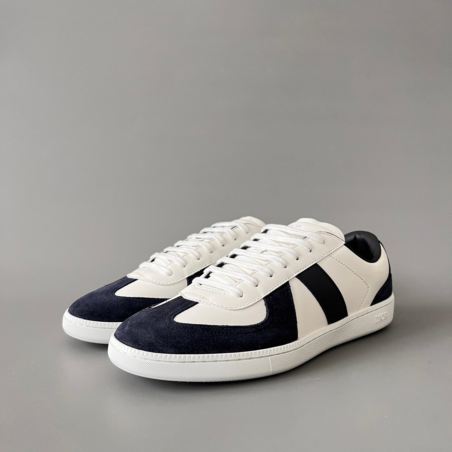 AuroraCustom Dior B01 Matchpoint Series Cream White Leather & Dark Navy Suede Retro Luxury Court Sneaker (Unisex Edition)