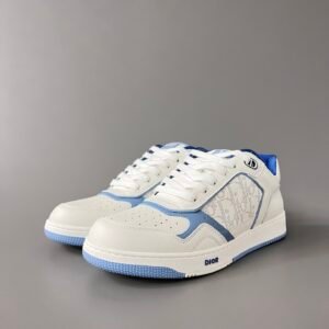 AuroraCustom Dior B27 & Hylton Nel Limited Collaboration Series Cream White Leather & Laser-Perforated CD Oblique Side-Panel Uptown Low-Top Court Sneaker (Men's Edition)