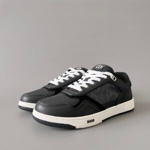 AuroraCustom Dior B27 Series Matte Black Leather & Laser-Perforated CD Oblique Side-Panel Uptown Low-Top Court Sneaker (Men's Edition)