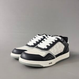 AuroraCustom Dior B27 Series Navy Black & Cream White Leather Laser-Perforated CD Oblique Side-Panel Uptown Low-Top Court Sneaker (Men's Edition)