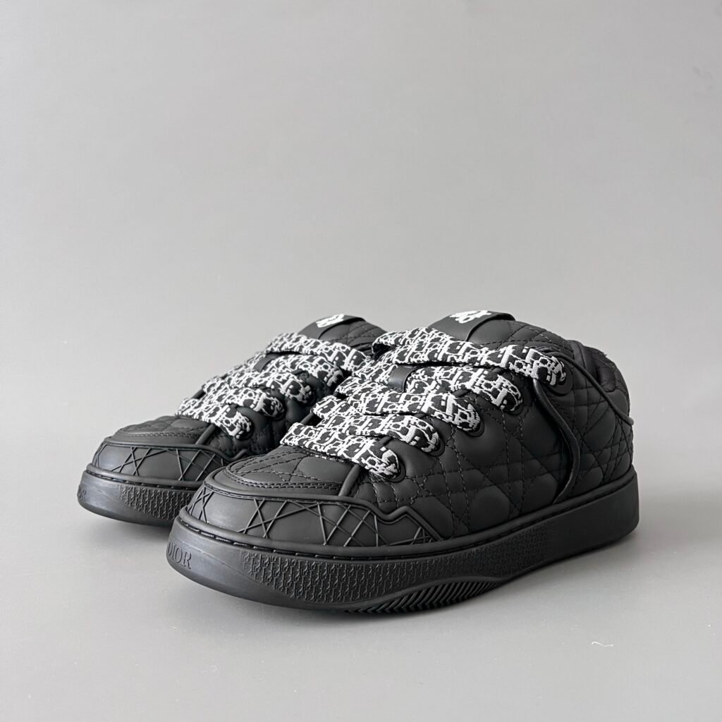 AuroraCustom Dior B9S Series Triple Black Leather & Cannage Quilted Luxury Skate Chunky Sneaker (Men's Edition)