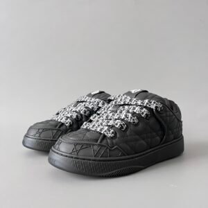 AuroraCustom Dior B9S Series Triple Black Leather & Cannage Quilted Luxury Skate Chunky Sneaker (Men's Edition)