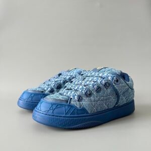 AuroraCustom Dior B9S Series Washed Denim Monogram & Cannage Quilted Luxury Skate Chunky Sneaker (Men's Edition)