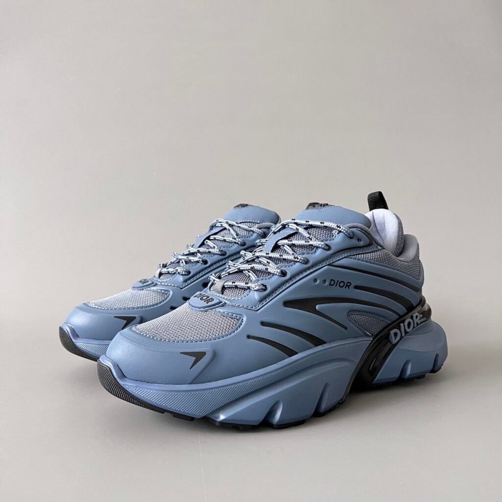 AuroraCustom Dior B44 Series Slate Blue & Stone Grey Technical Mesh Luxury Lifestyle Runner Sneaker (Men's Edition)