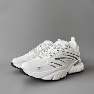 AuroraCustom Dior B44 Series Optic White & Slate Grey Technical Mesh Luxury Lifestyle Runner Sneaker (Unisex Edition)