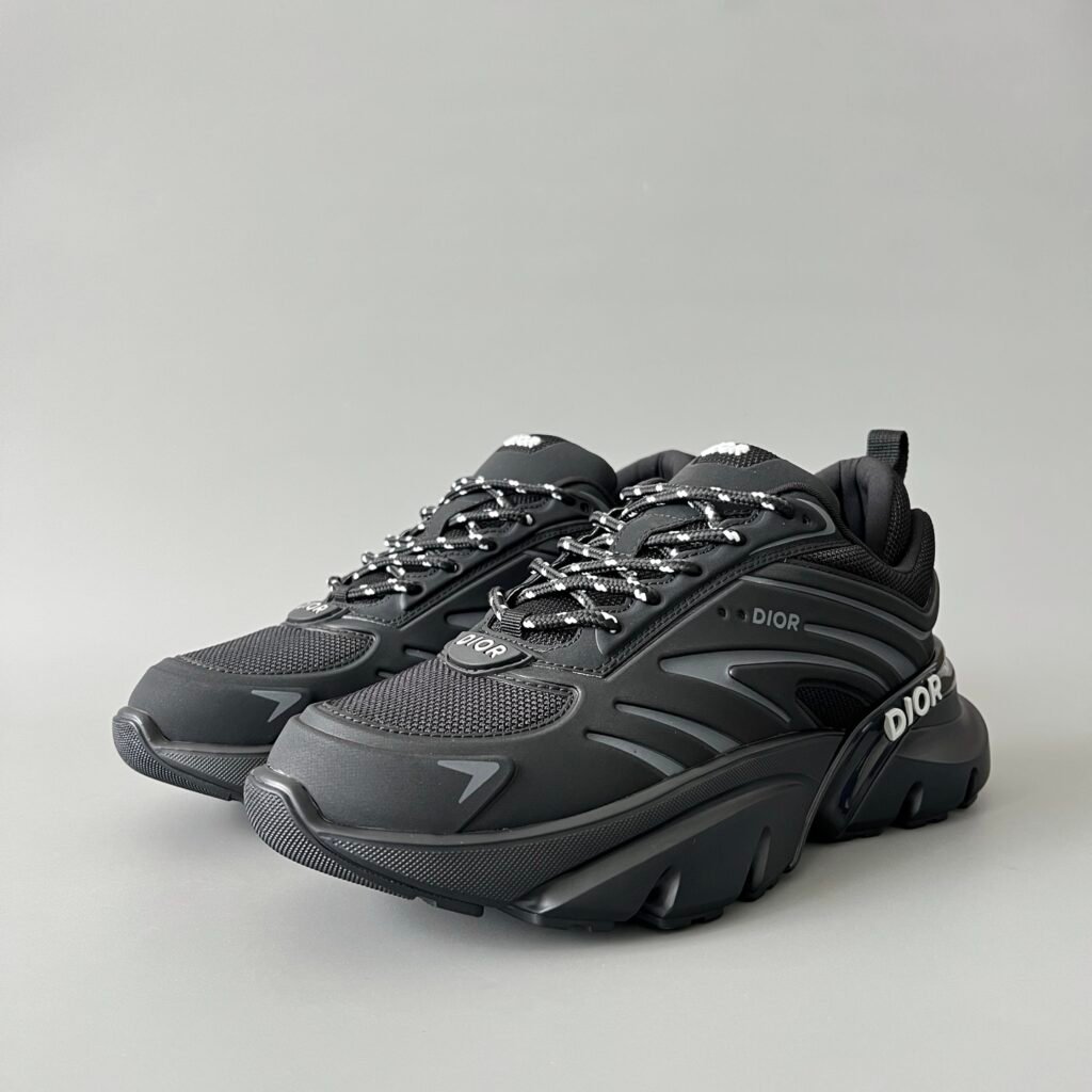 AuroraCustom Dior B44 Series Stealth Black & Charcoal Grey Technical Mesh Luxury Lifestyle Runner Sneaker (Men's Edition)