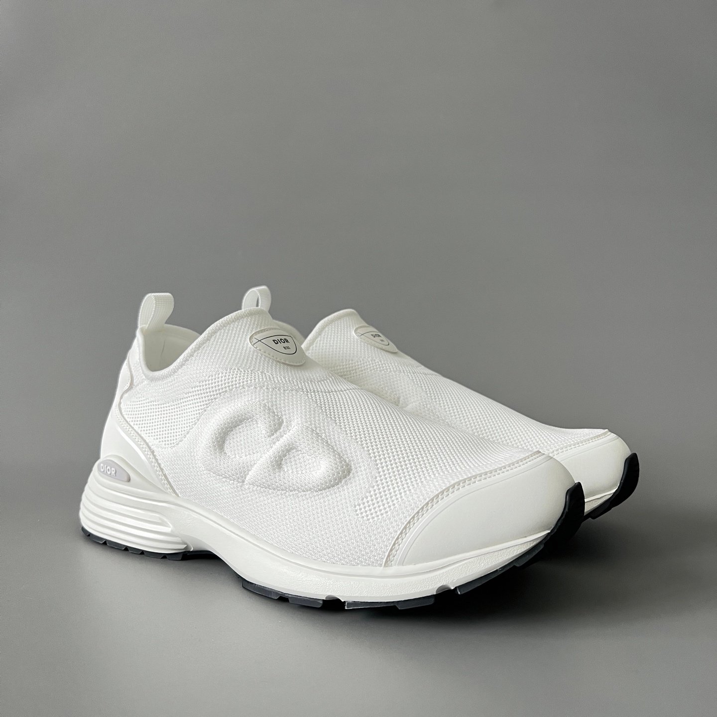 AuroraCustom Dior B30 Countdown Series Pure White High-Density Flyknit & Smooth Leather Luxury Slip-On Casual Sneaker (Men's Edition) - Image 3