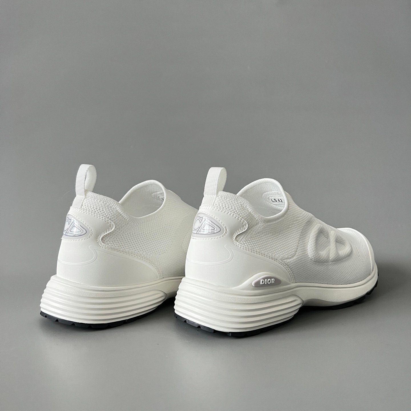 AuroraCustom Dior B30 Countdown Series Pure White High-Density Flyknit & Smooth Leather Luxury Slip-On Casual Sneaker (Men's Edition) - Image 4