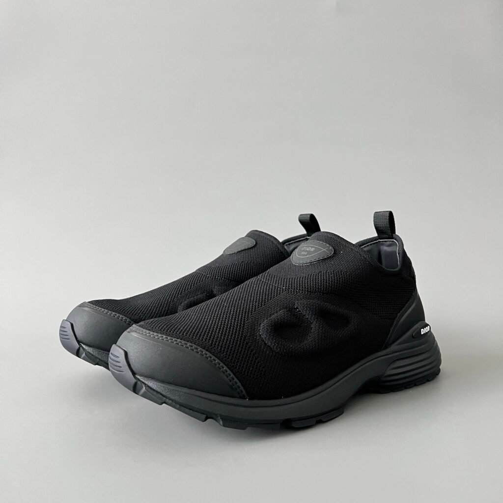 AuroraCustom Dior B30 Countdown Series Pure Black High-Density Flyknit & Smooth Leather Luxury Slip-On Casual Sneaker (Men's Edition)