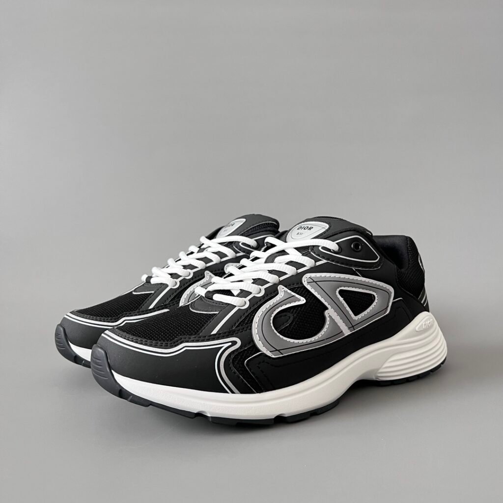 AuroraCustom Dior B30 Series Classic Black & Grey Technical Mesh Luxury Retro Runner Sneaker (Unisex Edition)