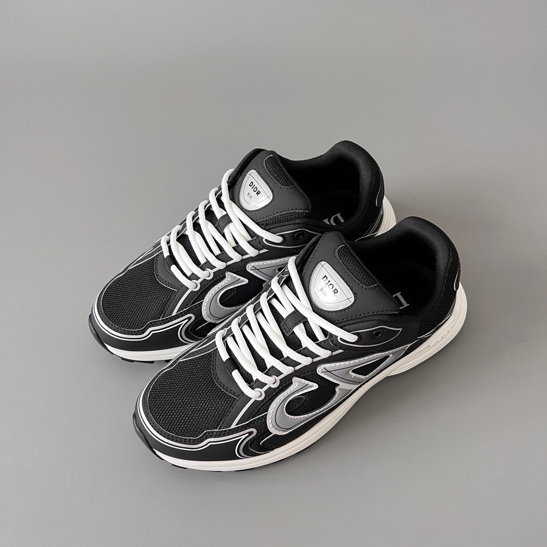 AuroraCustom Dior B30 Series Classic Black & Grey Technical Mesh Luxury Retro Runner Sneaker (Unisex Edition) - Image 8