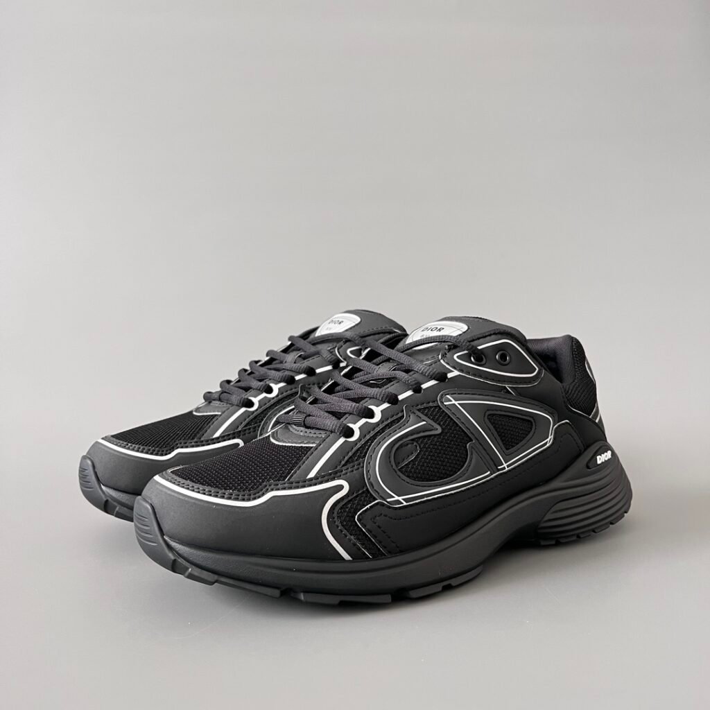 AuroraCustom Dior B30 Series Triple Black Technical Mesh Luxury Retro Runner Sneaker (Unisex Edition)